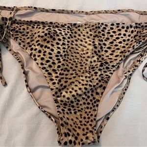 Shade & Shore Leopard Print Bikini Bottoms in Tan and Black